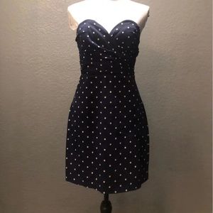 Women’s Navy Strapless Polka Dot Dress